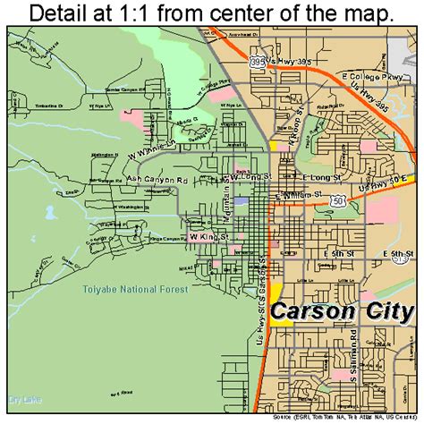 Description: This map shows streets, roads, rivers, buildings, parking lots, shops, churches, stadiums and parks in Carson City. Author: Ontheworldmap.com Source: Map ... 